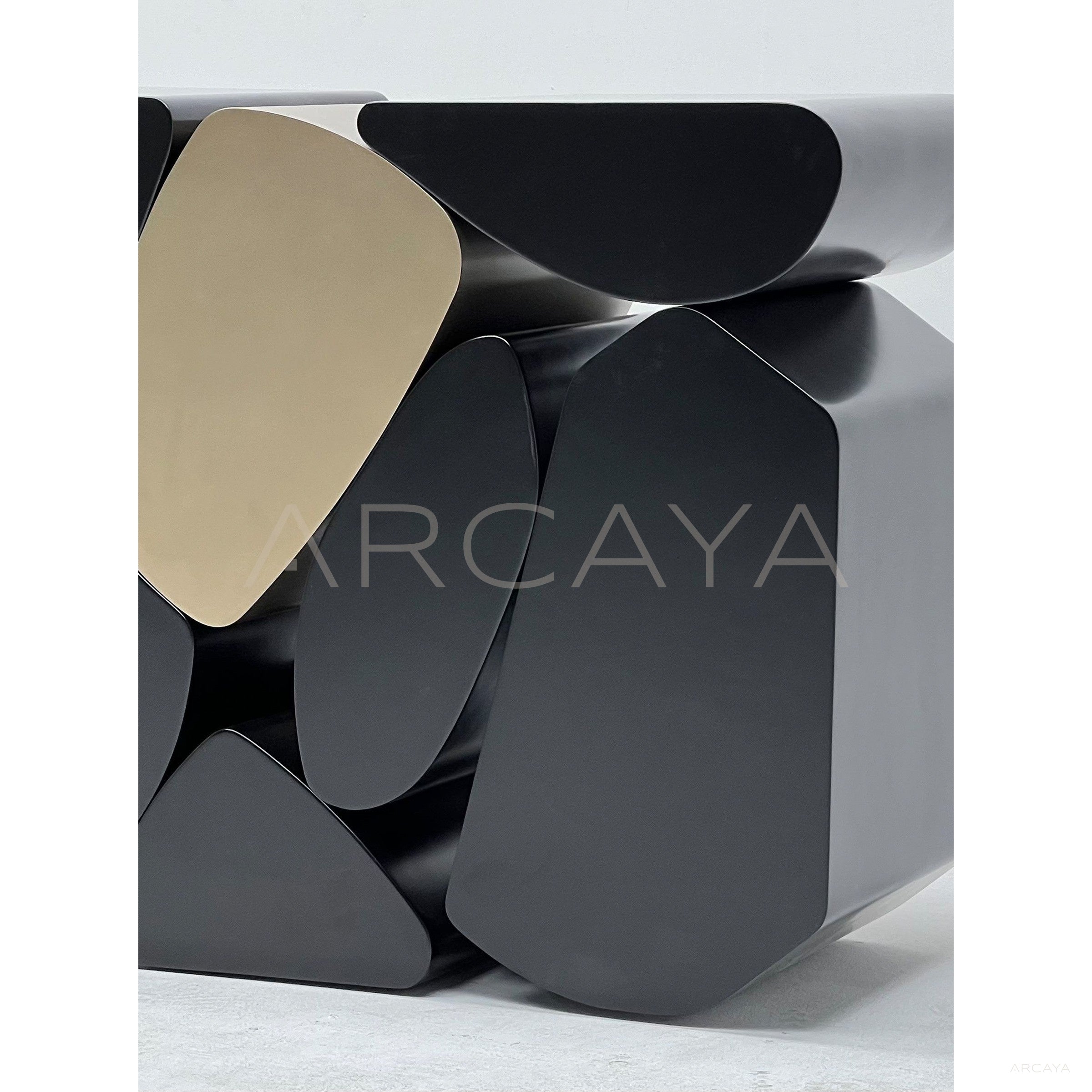 Geometric Stacked Sculptural Entryway Console - scene
