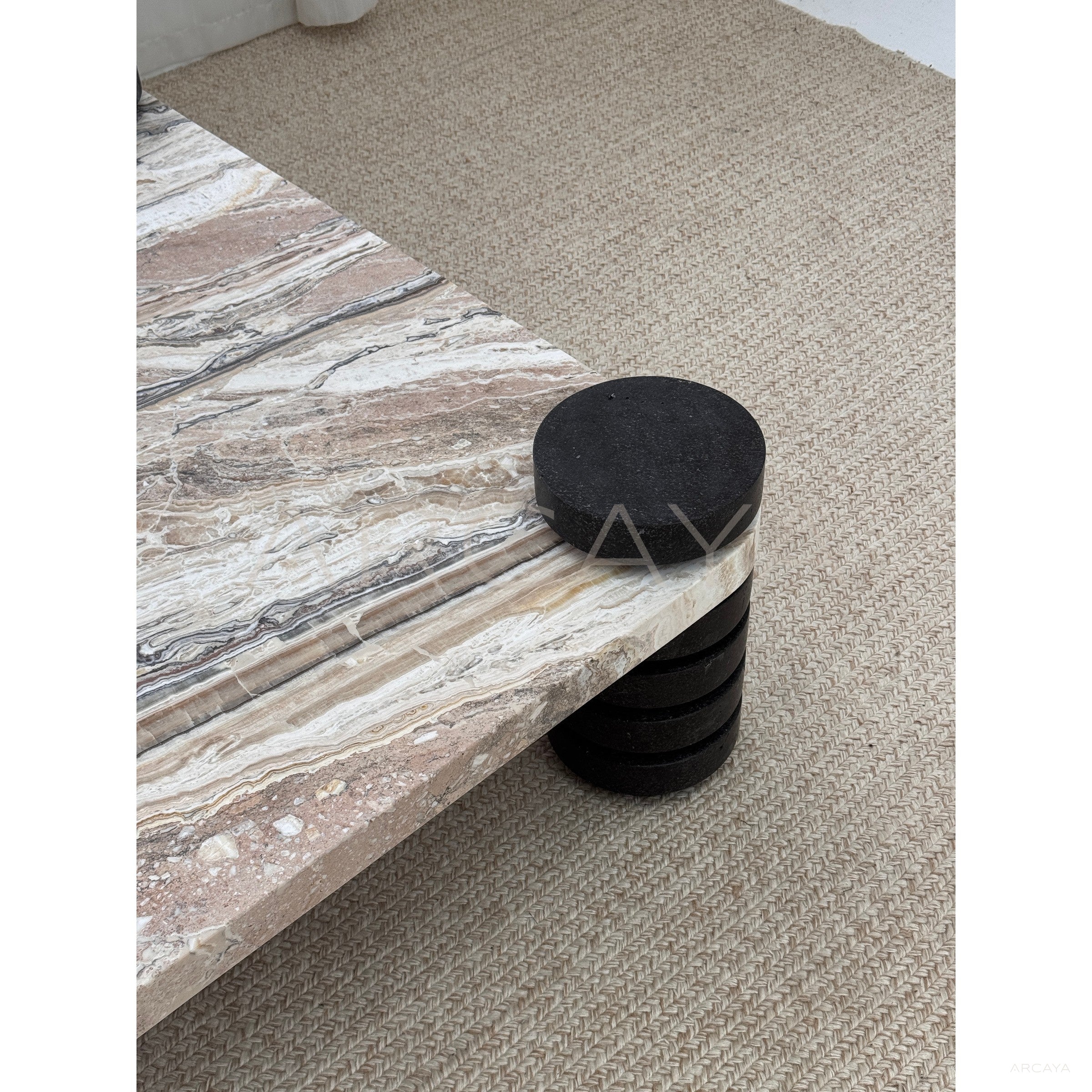 Travertine Pattern Small Side Table - scene