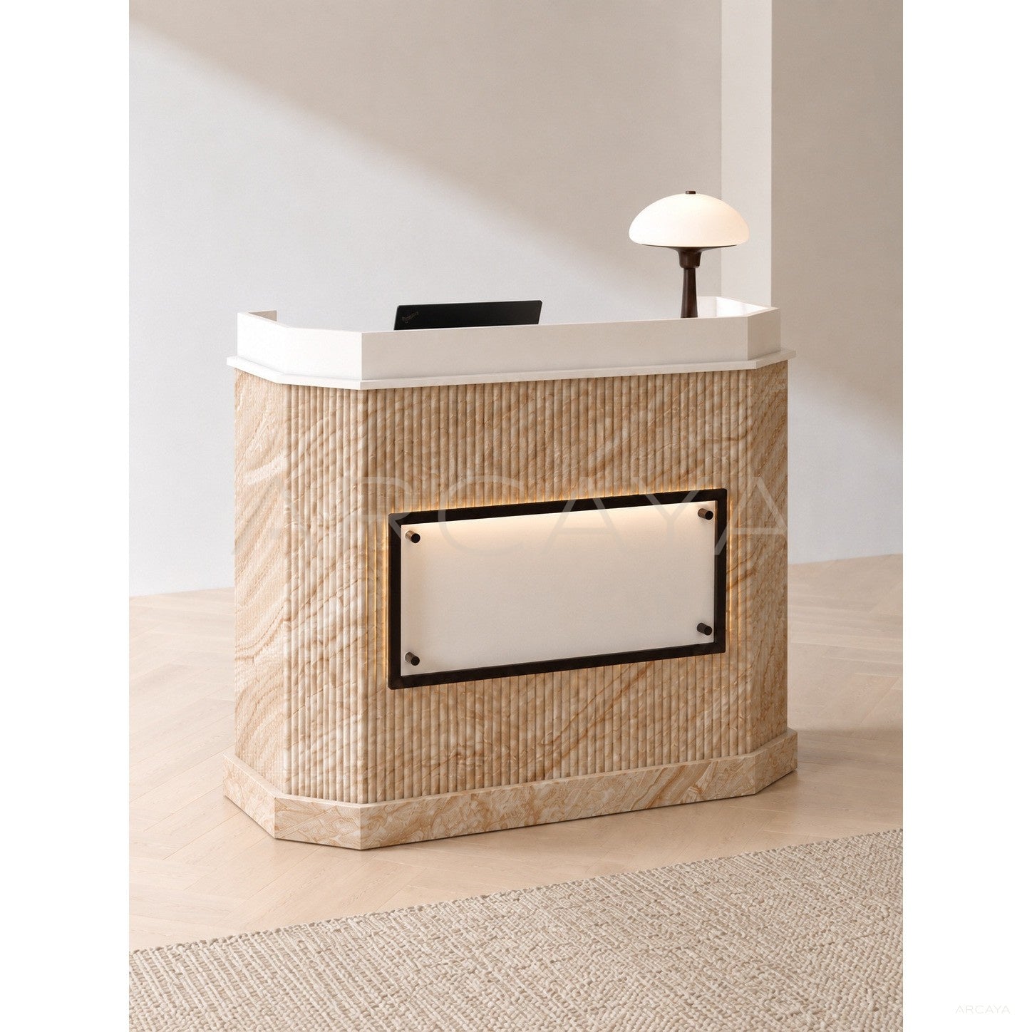 Persian White Jade Reception Desk - scene