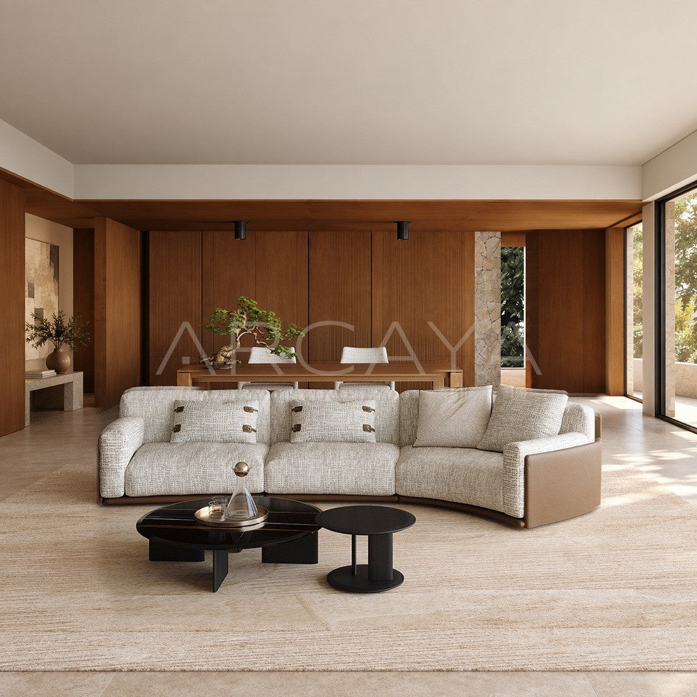 Italian Leather Fabric Minimalist Sofa