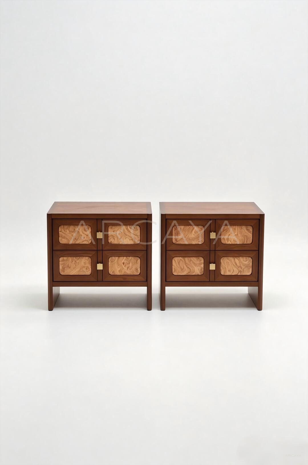 Burl Veneer Nightstand - scene