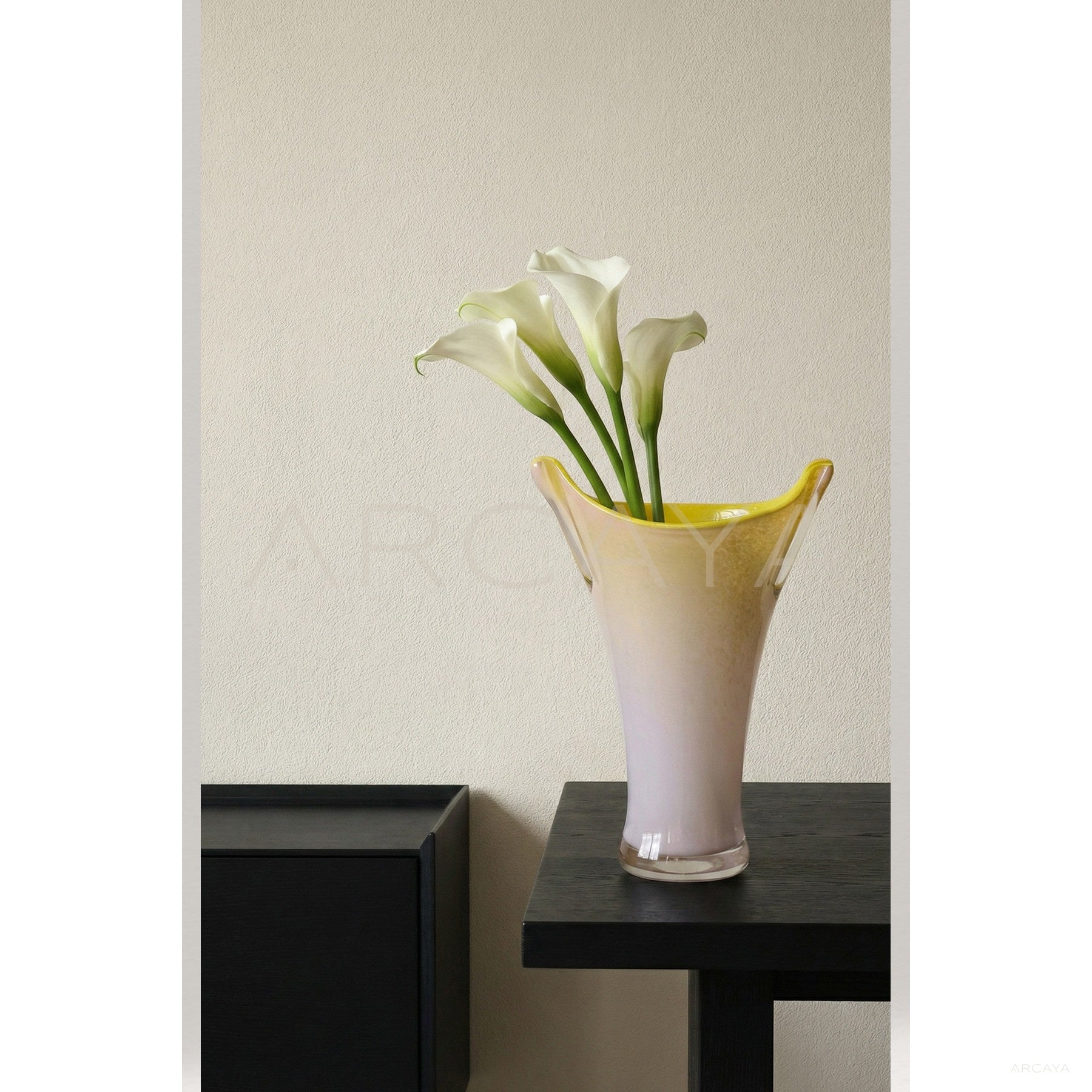 Mid Century Gradient Glazed Glass Vase - scene
