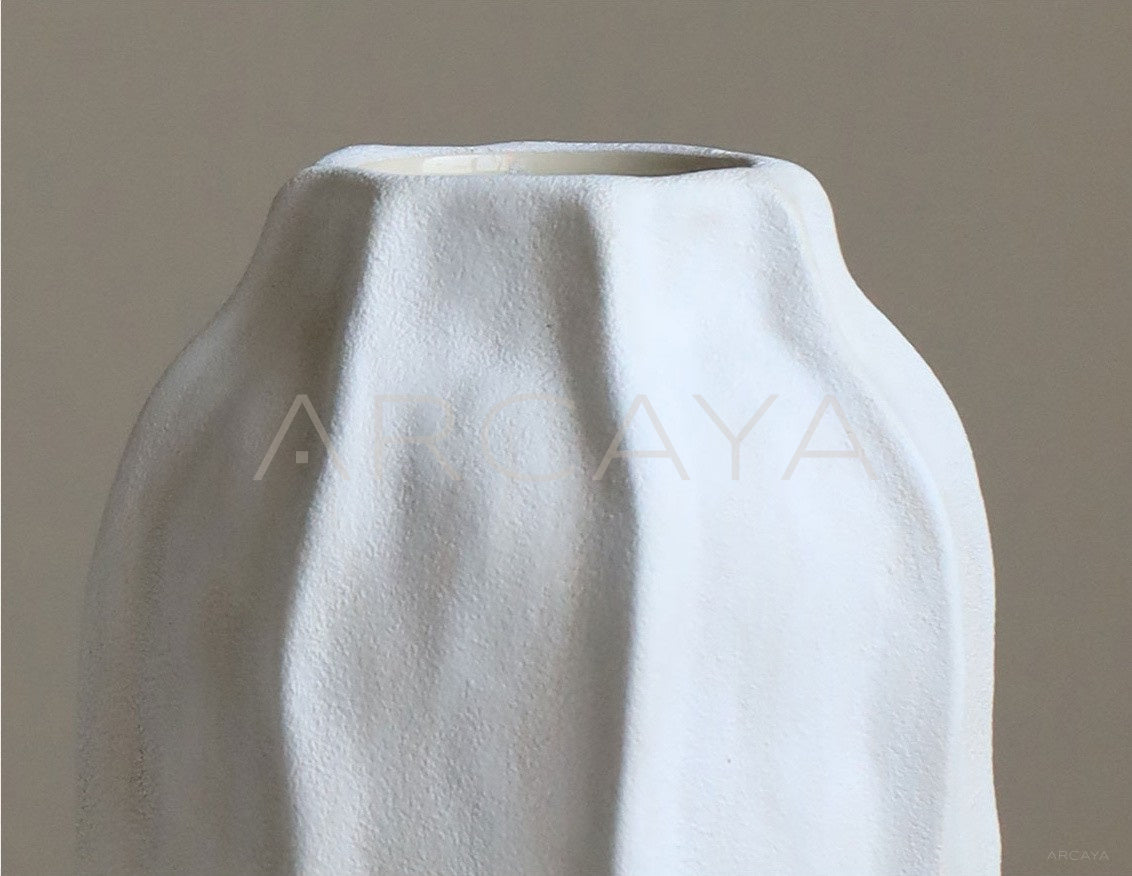 Wabi Sabi White Ceramic Vase - scene