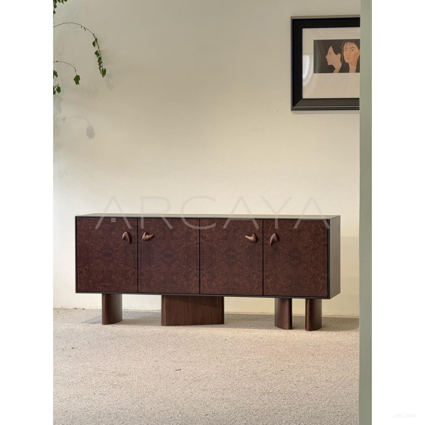 Mid Century Vintage Wood Entryway Cabinet - scene