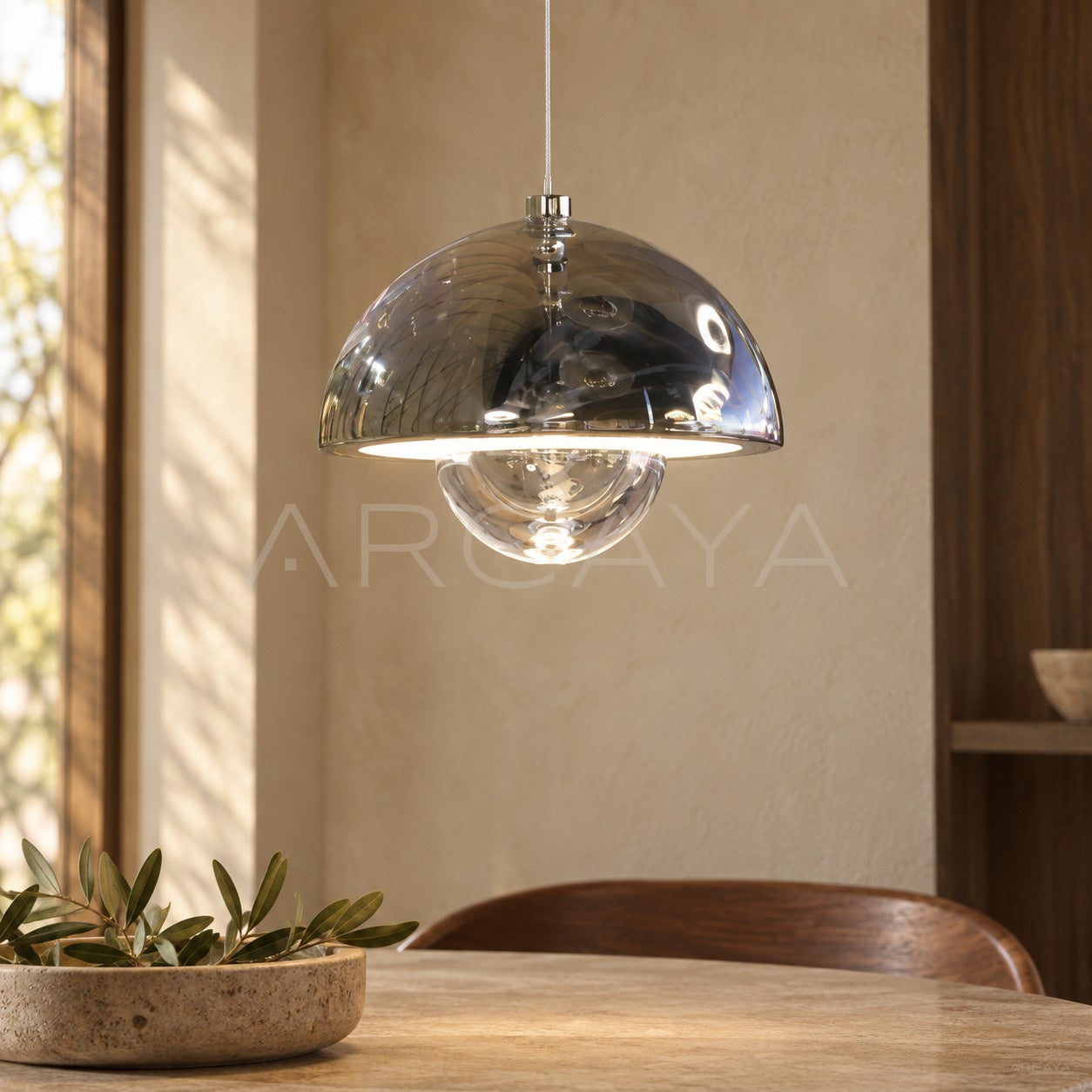 Silver Mushroom Globe Pendant Light 80604