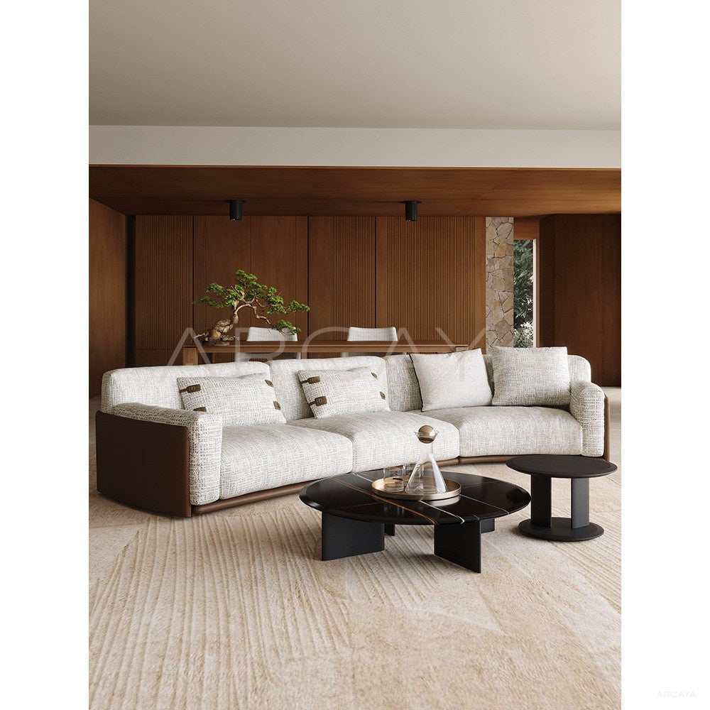 Italian Leather Fabric Minimalist Sofa