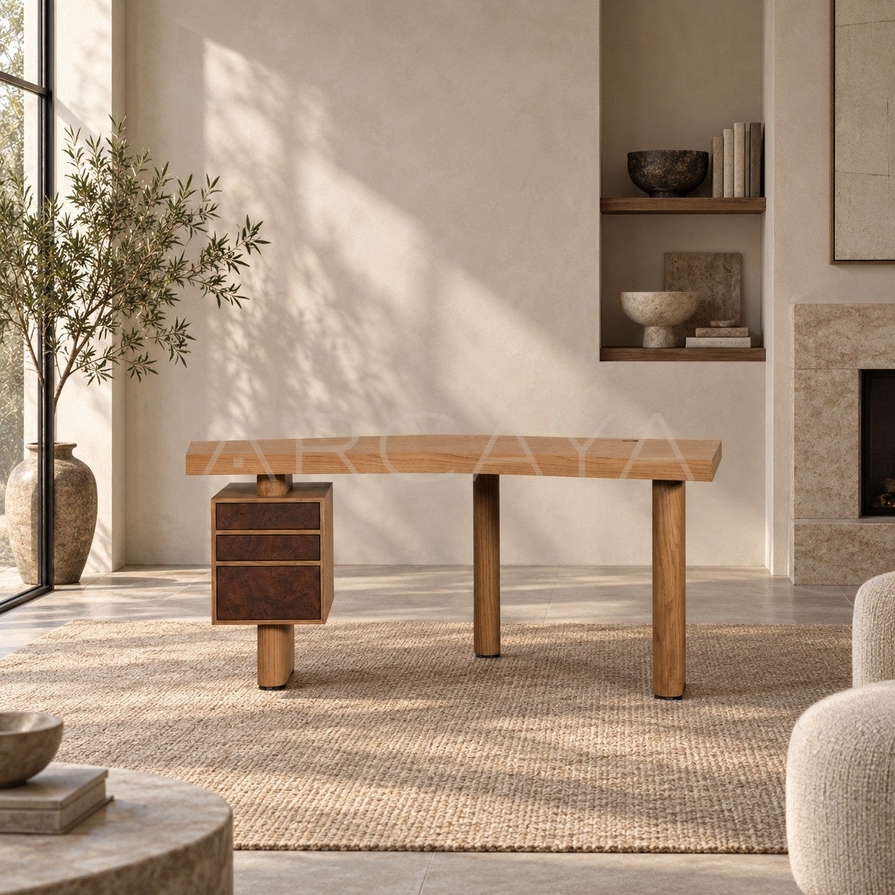 Mid Century Sculptural Desk - scene