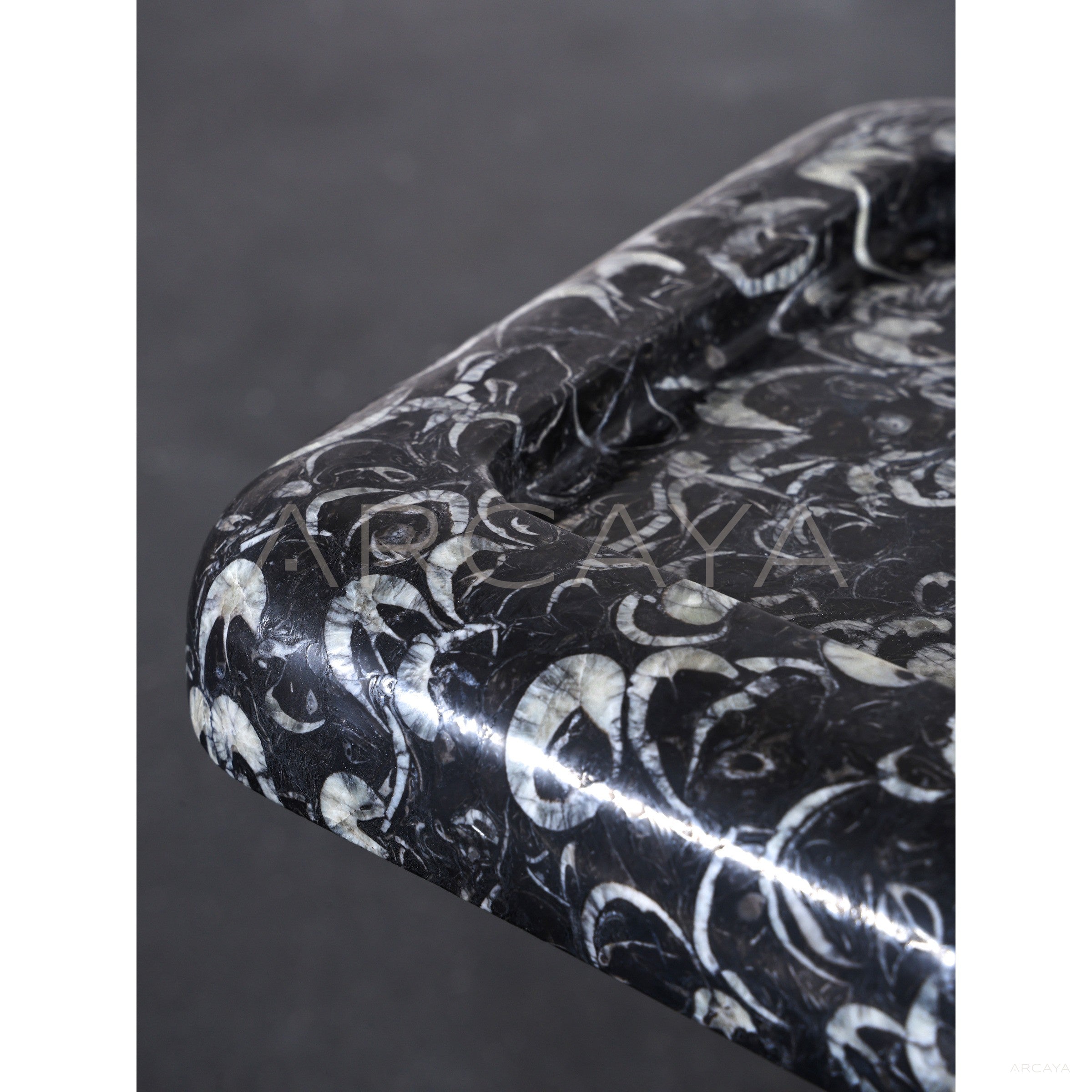 Fossil Pattern Stone Side Table - scene