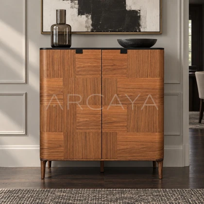 Solid Wood Marble Vintage Storage Cabinet - main