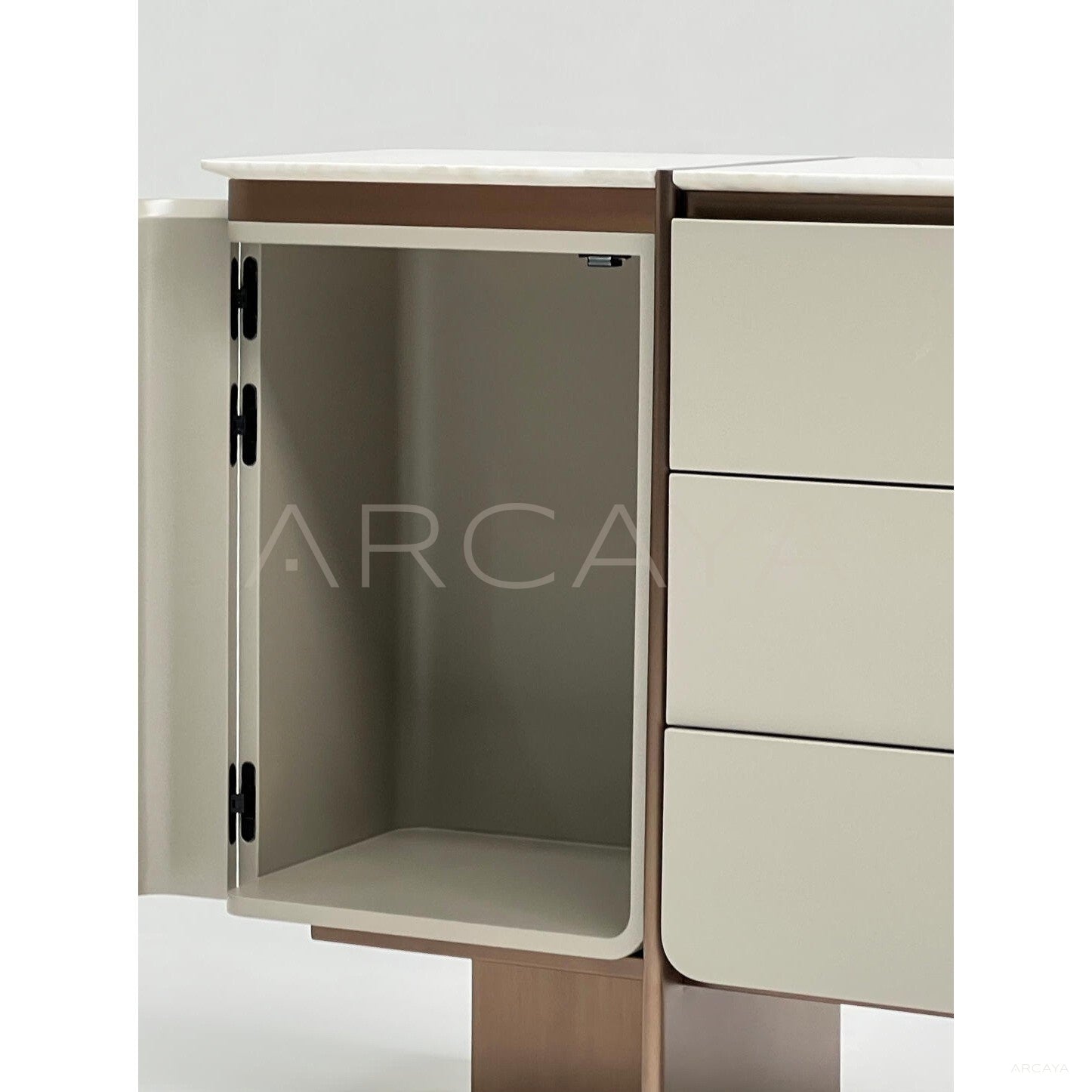 Italian Minimalist Stone Curved Door Sideboard - scene