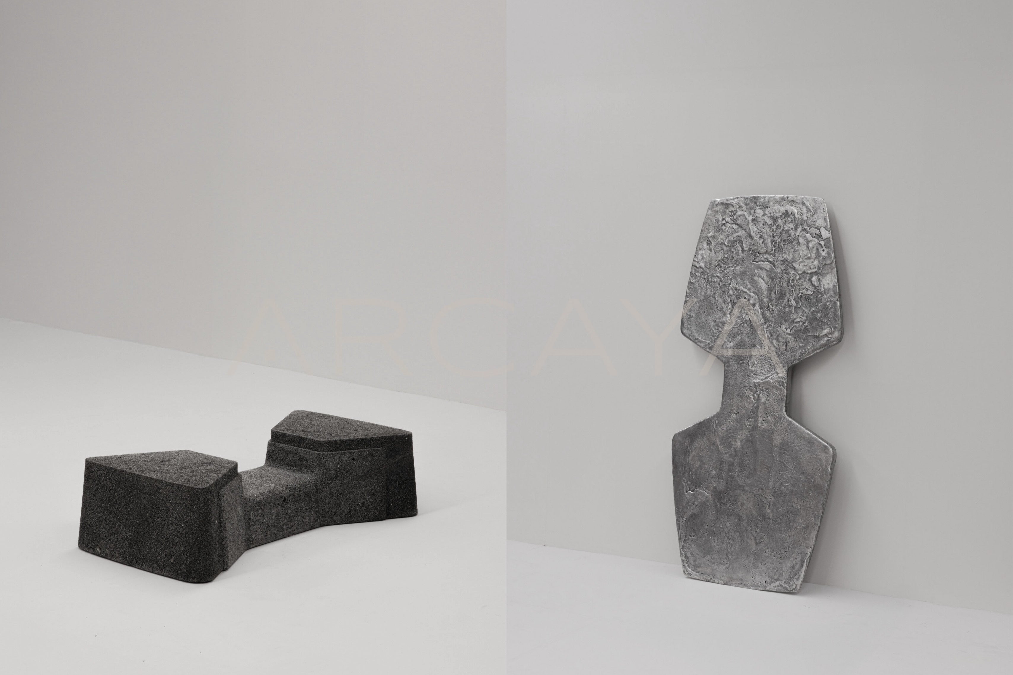 Exhuma Cast Metal Volcanic Stone Coffee Table - scene