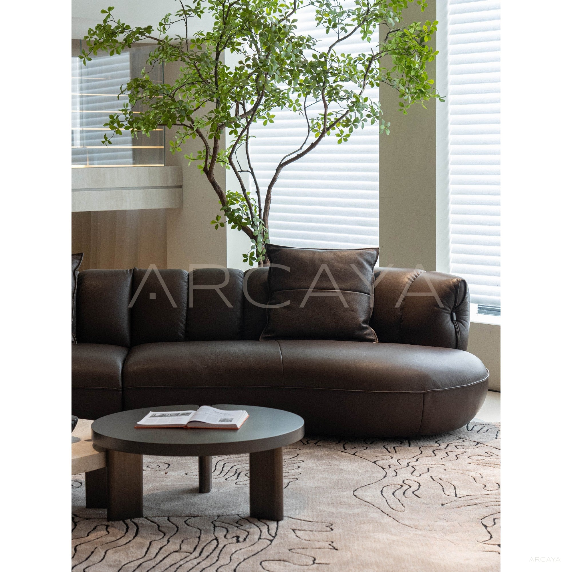 Coffee Bean Leather Sofa - scene