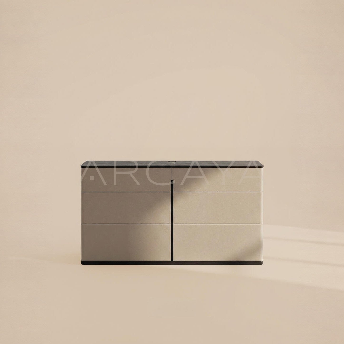 Nappa Leather Vertical Seam Minimalist Sideboard