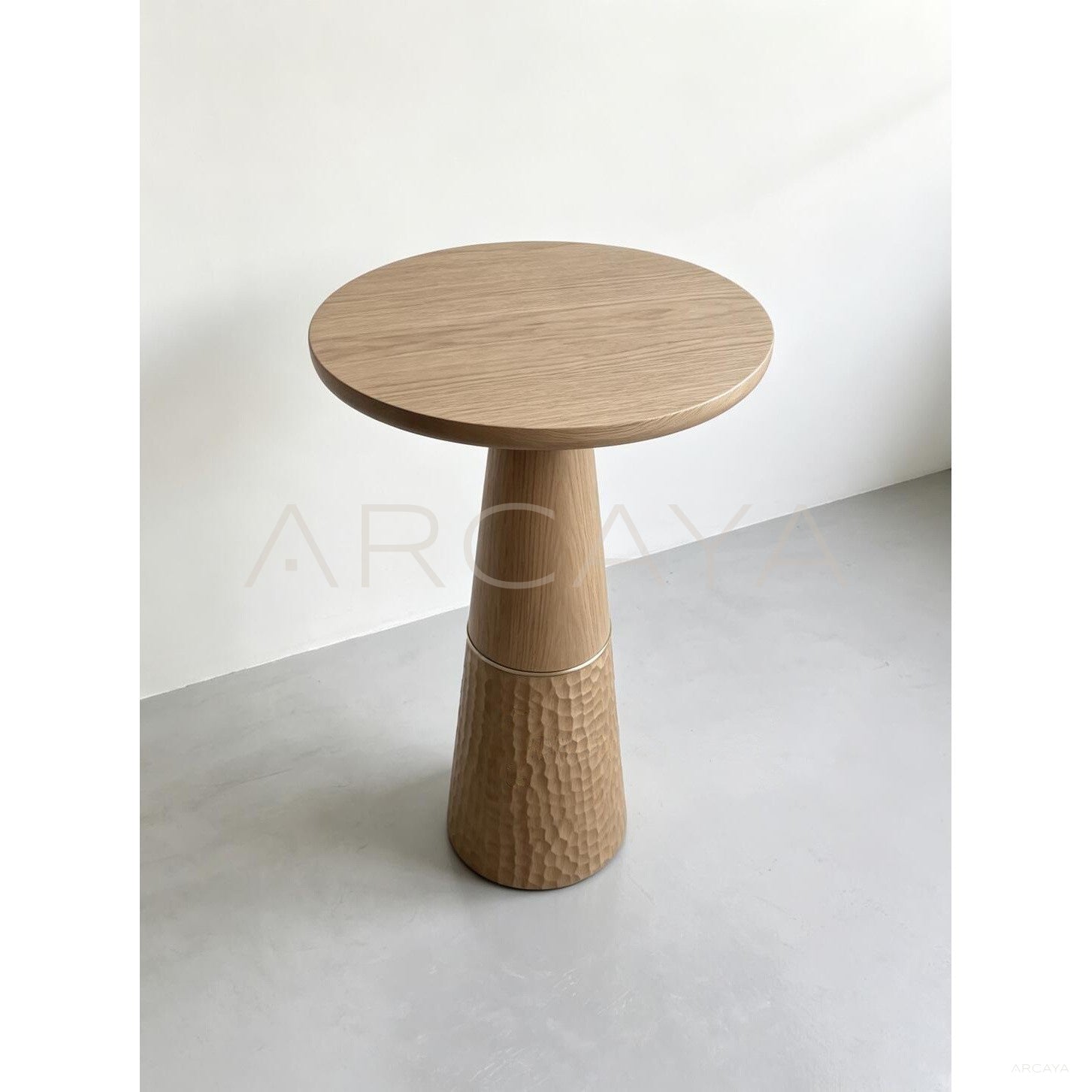 Ash Wood Hammered Side Table - scene