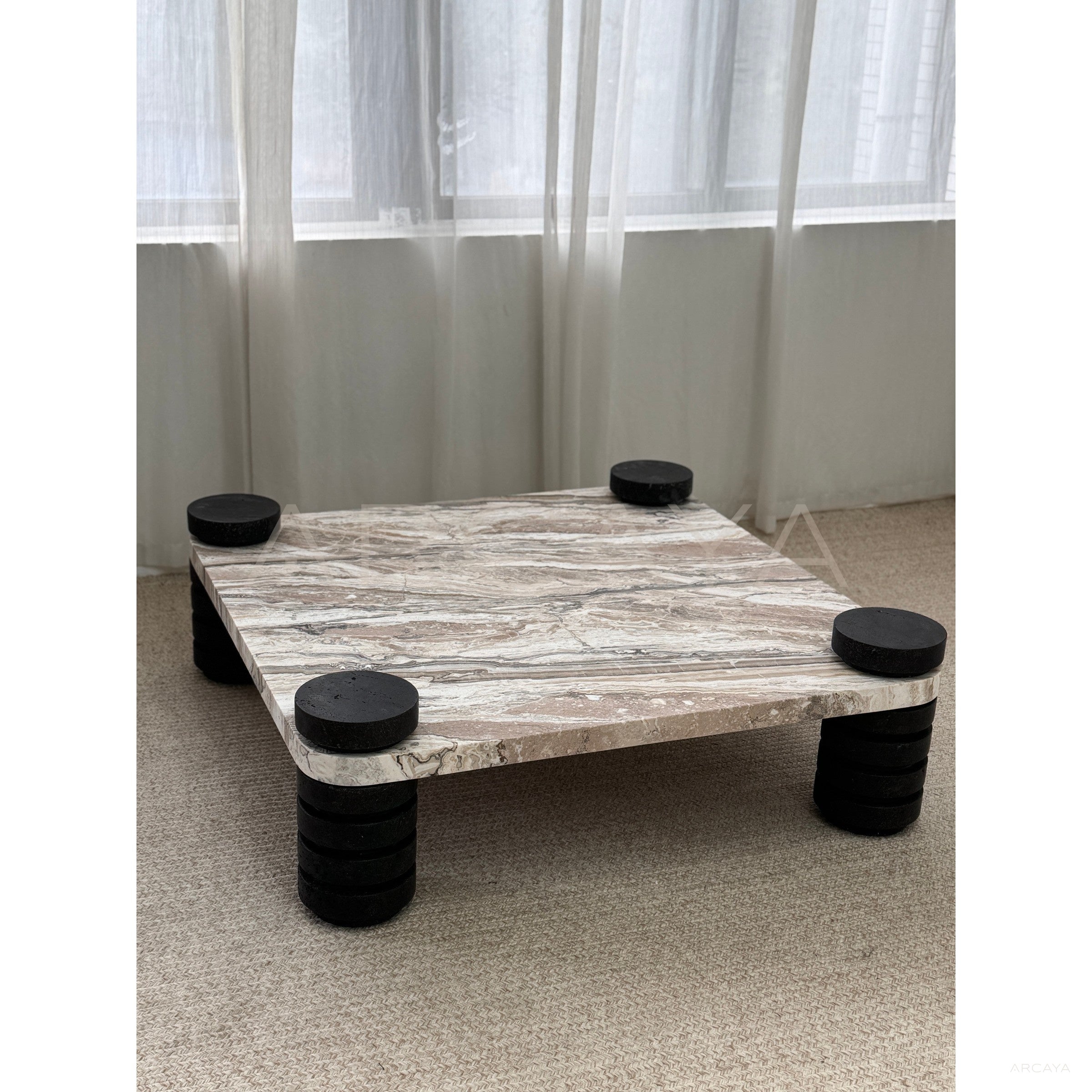Travertine Pattern Small Side Table - scene