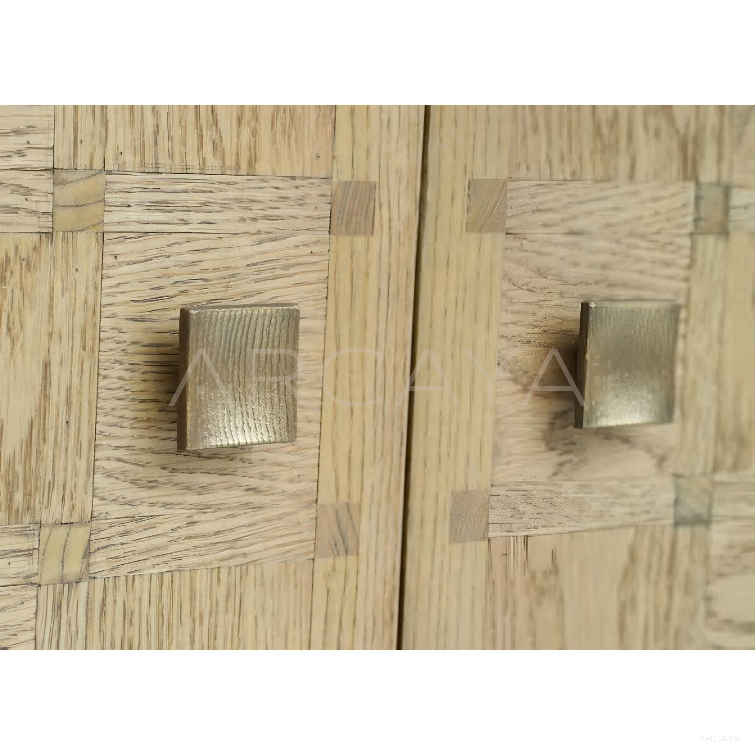 Oak Checkerboard Marquetry Open Tall Cabinet - scene