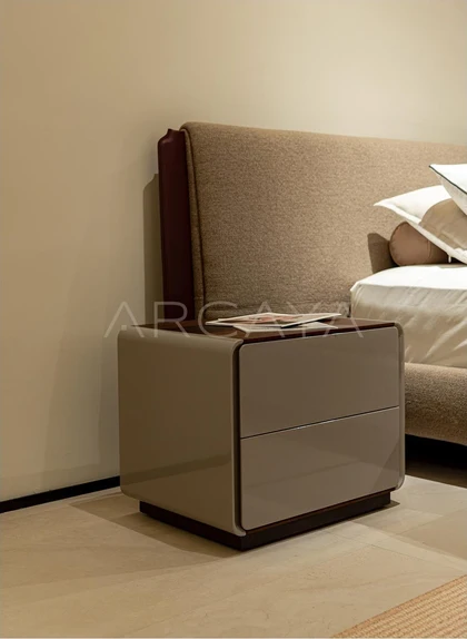 Orla Elm Nightstand - front view 02