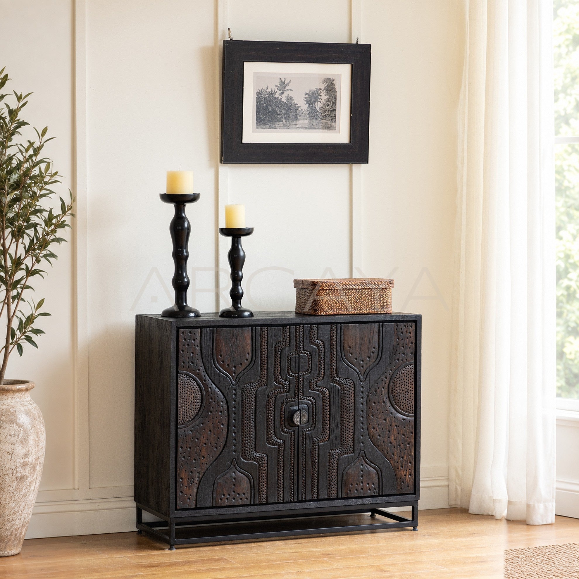 Hand Carved Door Cabinet - main