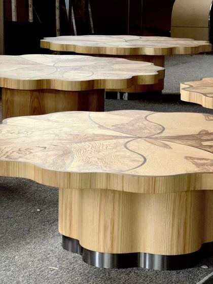 Lotus Leaf Solid Wood Coffee Table - scene