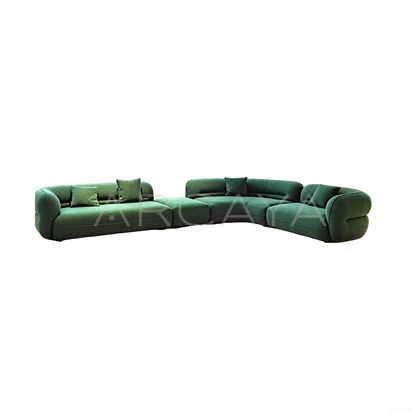 Orla Oak Straight Sofa - product view on a white background 01