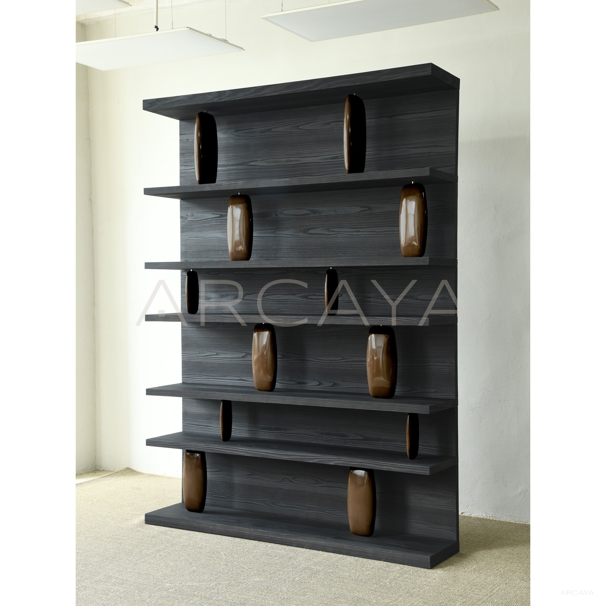 Sandblasted Cedar Old Money Bookshelf - scene