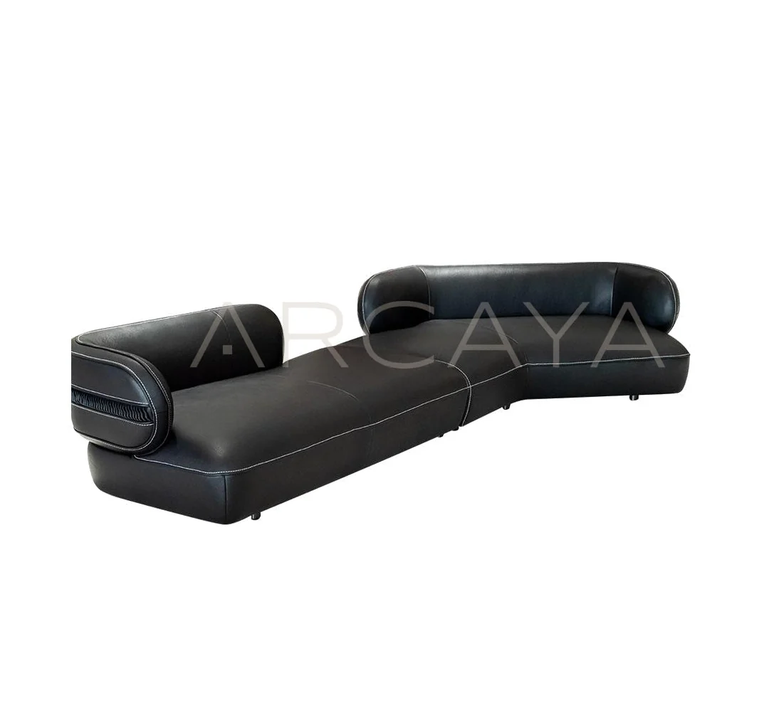 Petra Stone Straight Sofa - product view on a white background 05