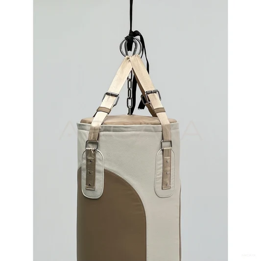 Vintage Two Tone Leather Hanging Punching Bag — Fitness Accessories - scene