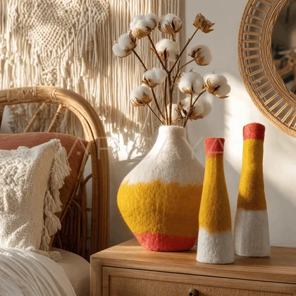 Colorful Felt Vase — styled interior view 2