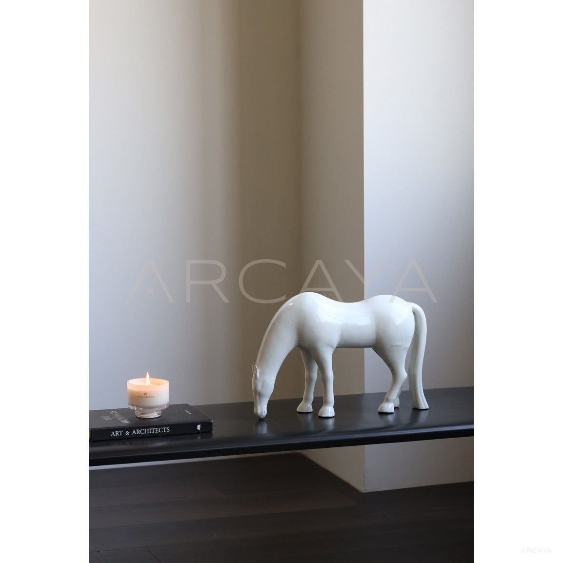 Vintage Art Ceramic Horse Ornament - scene