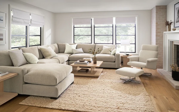 Villa living room with a large-scale layout