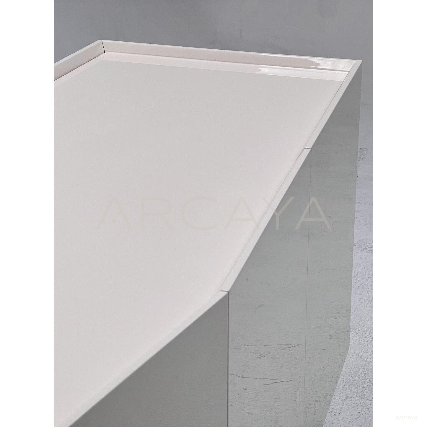 Pure White Matte Pyramid Base Four Door Sideboard - scene