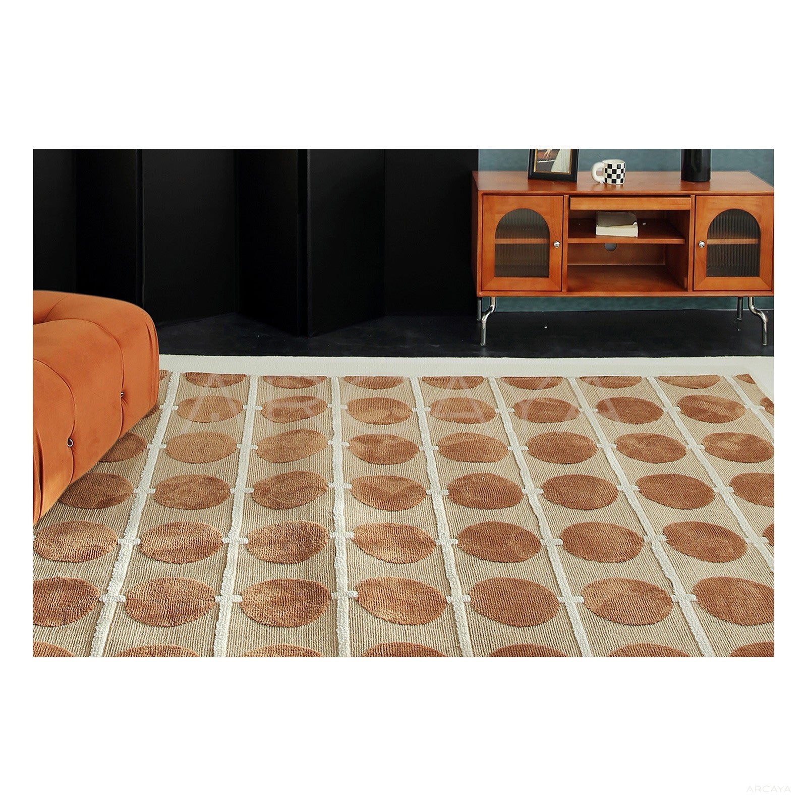 Beige Red Brown Dot Rug Dsm P025 C03 - scene