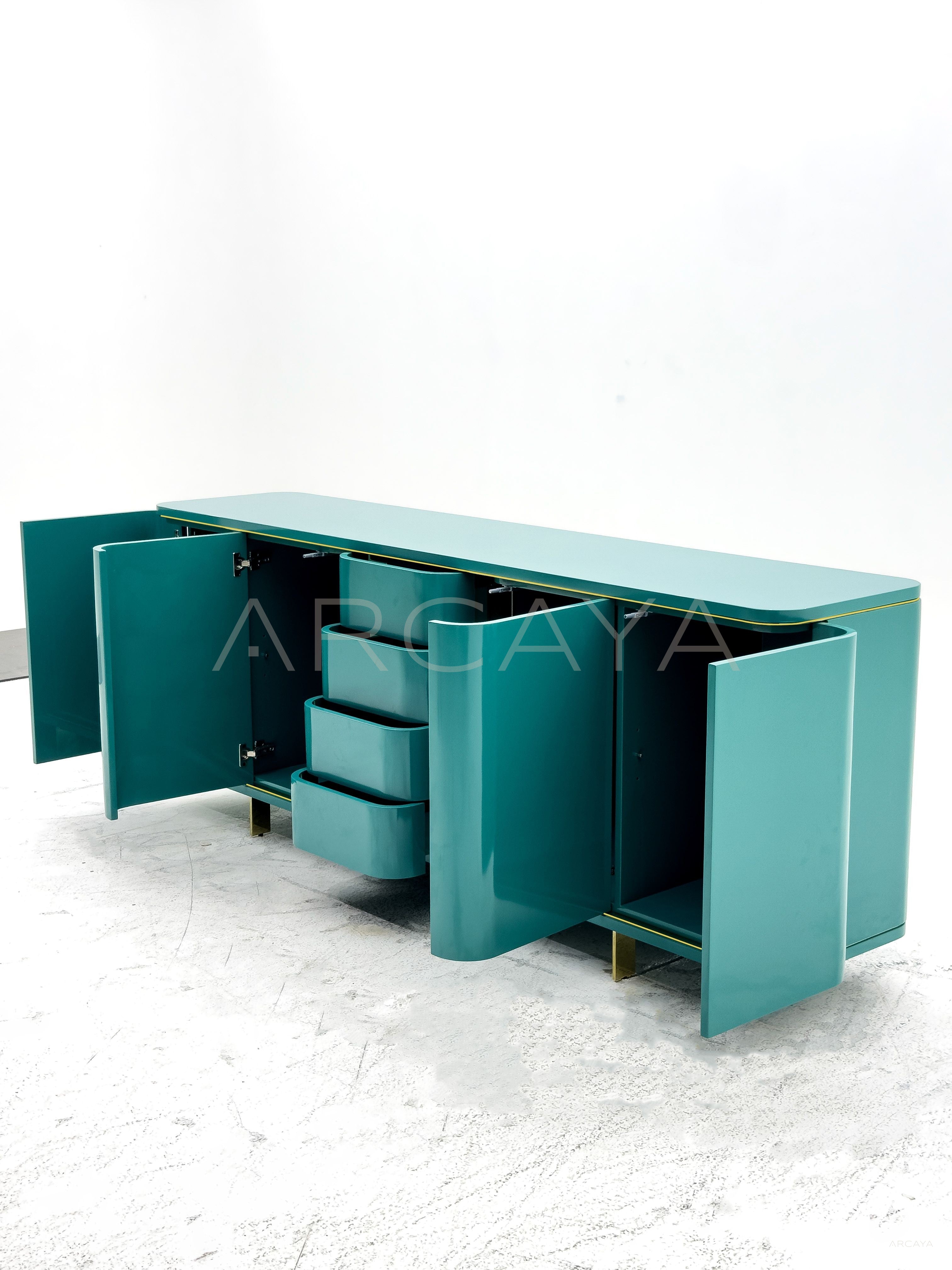 Curved Lacquered Storage Sideboard - scene