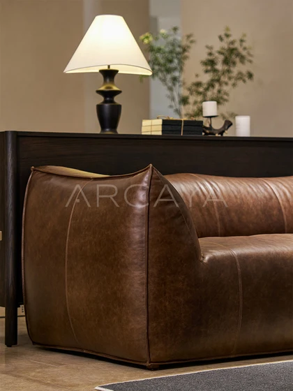Riva Oak Straight Sofa - front view 07