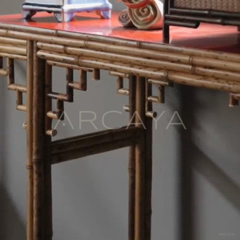 Red Top Bamboo Console Table - detail