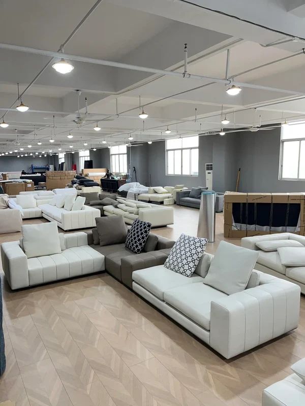Arcaya furniture sourcing showroom with sofas ready for inspection