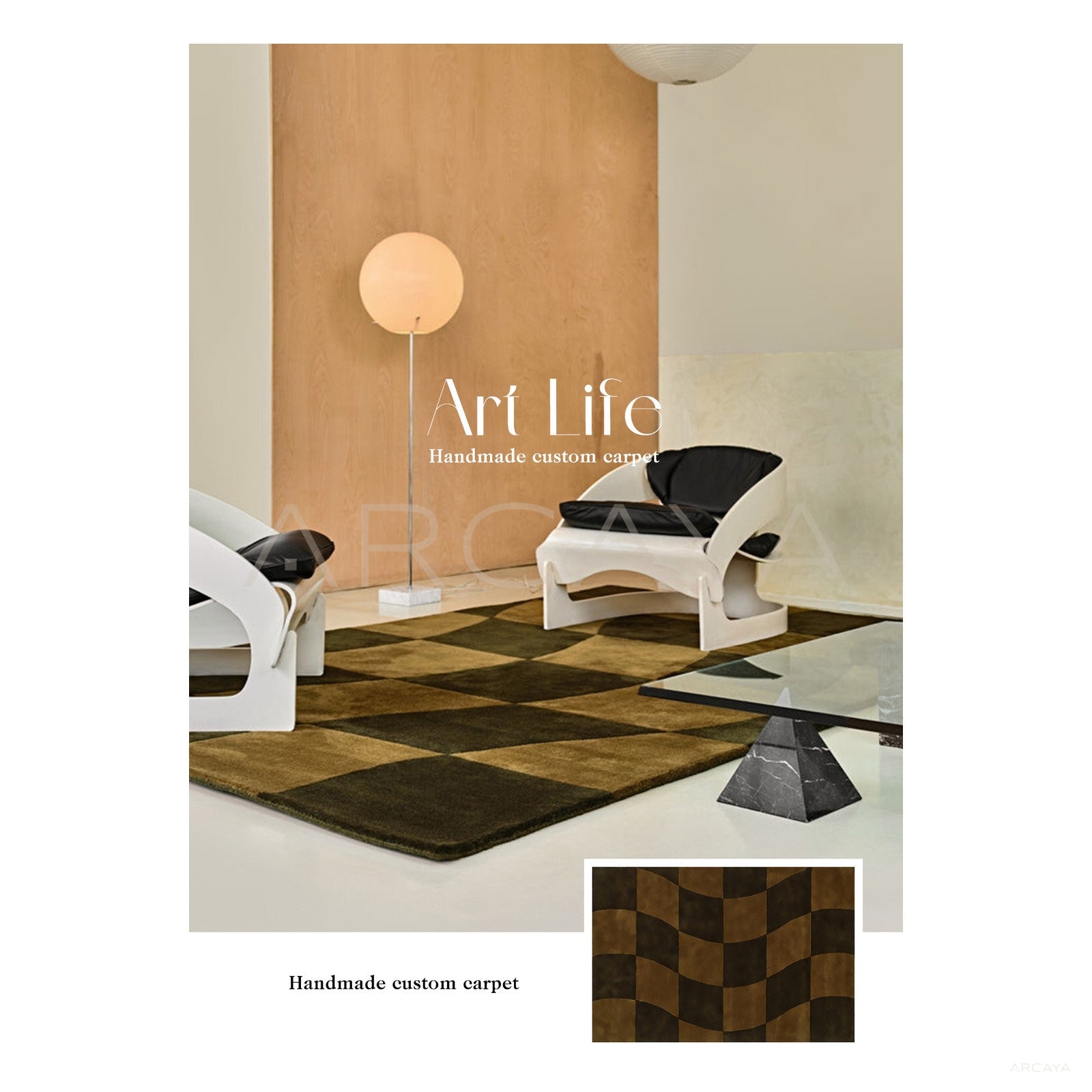Brown Green Checkerboard Rug Dsm P009 Fl - scene