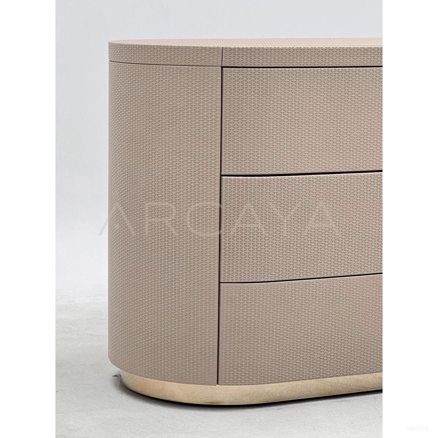 Woven Leather Matte Gold Chest Of Drawers - scene