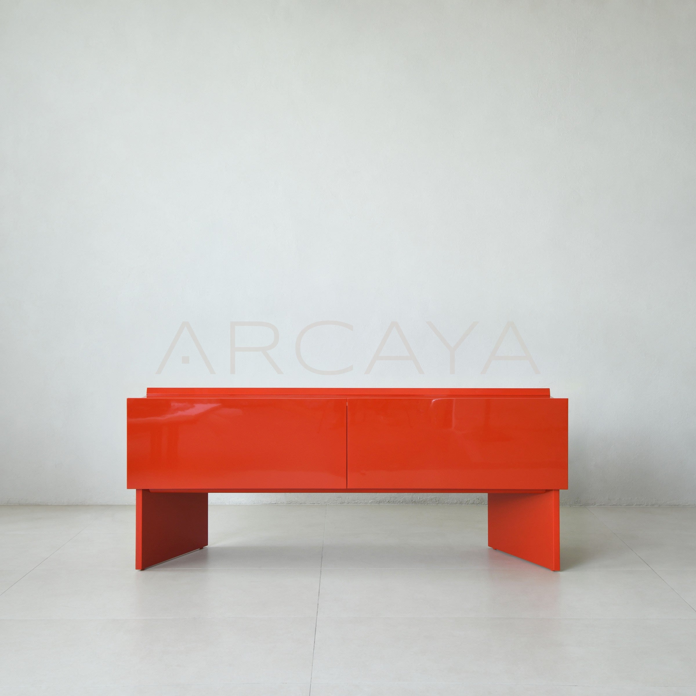 Chinese Red Lacquer Japanese Minimalist Sideboard