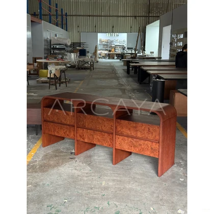 Mid Century Burl Wood Sideboard - scene