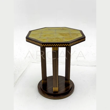 Mid Century Inlaid Side Table - scene