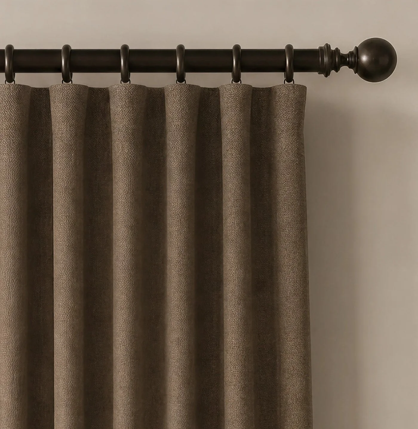 Solid Wood Curtain Rod and Ring Set