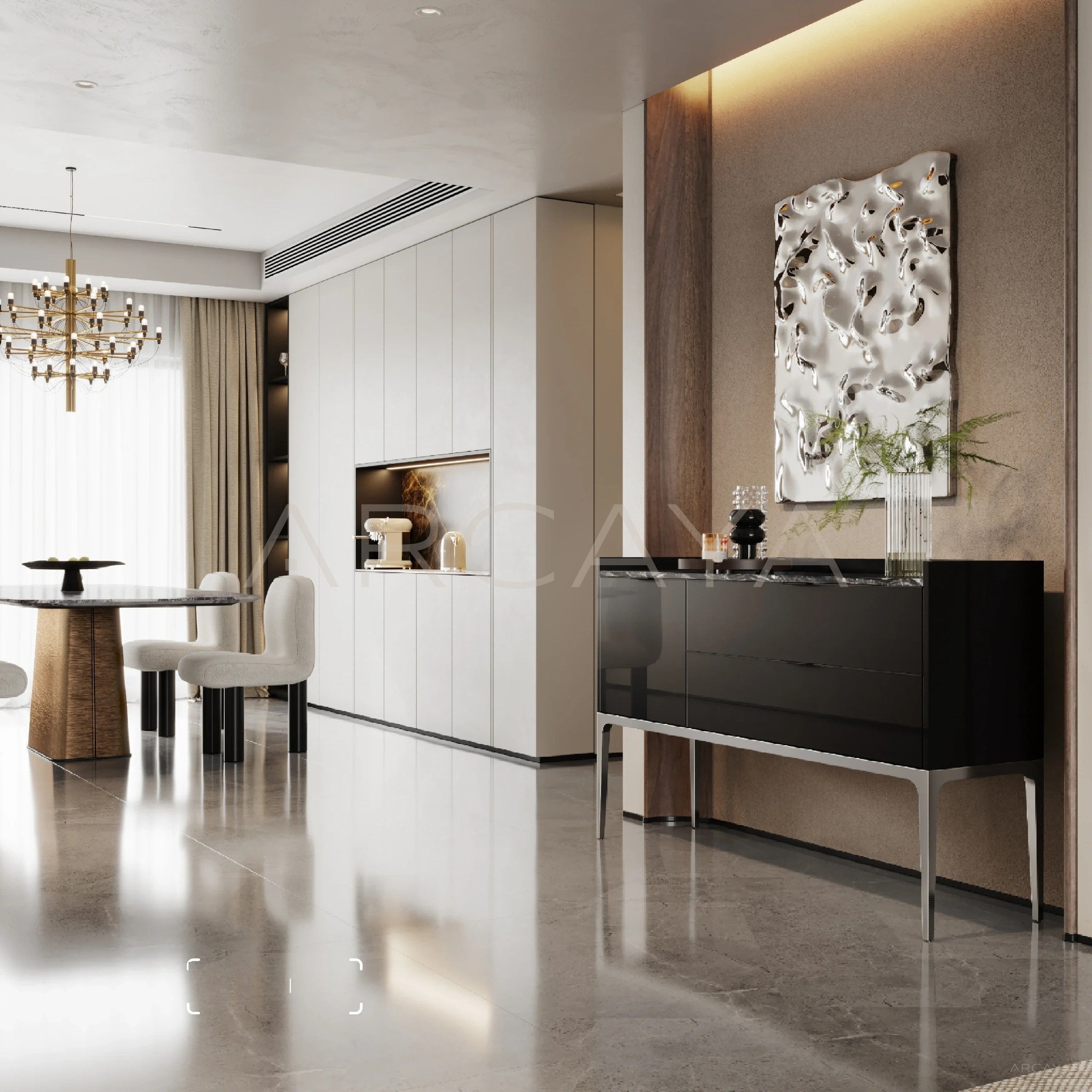 Italian Minimalist Entryway Cabinet - scene