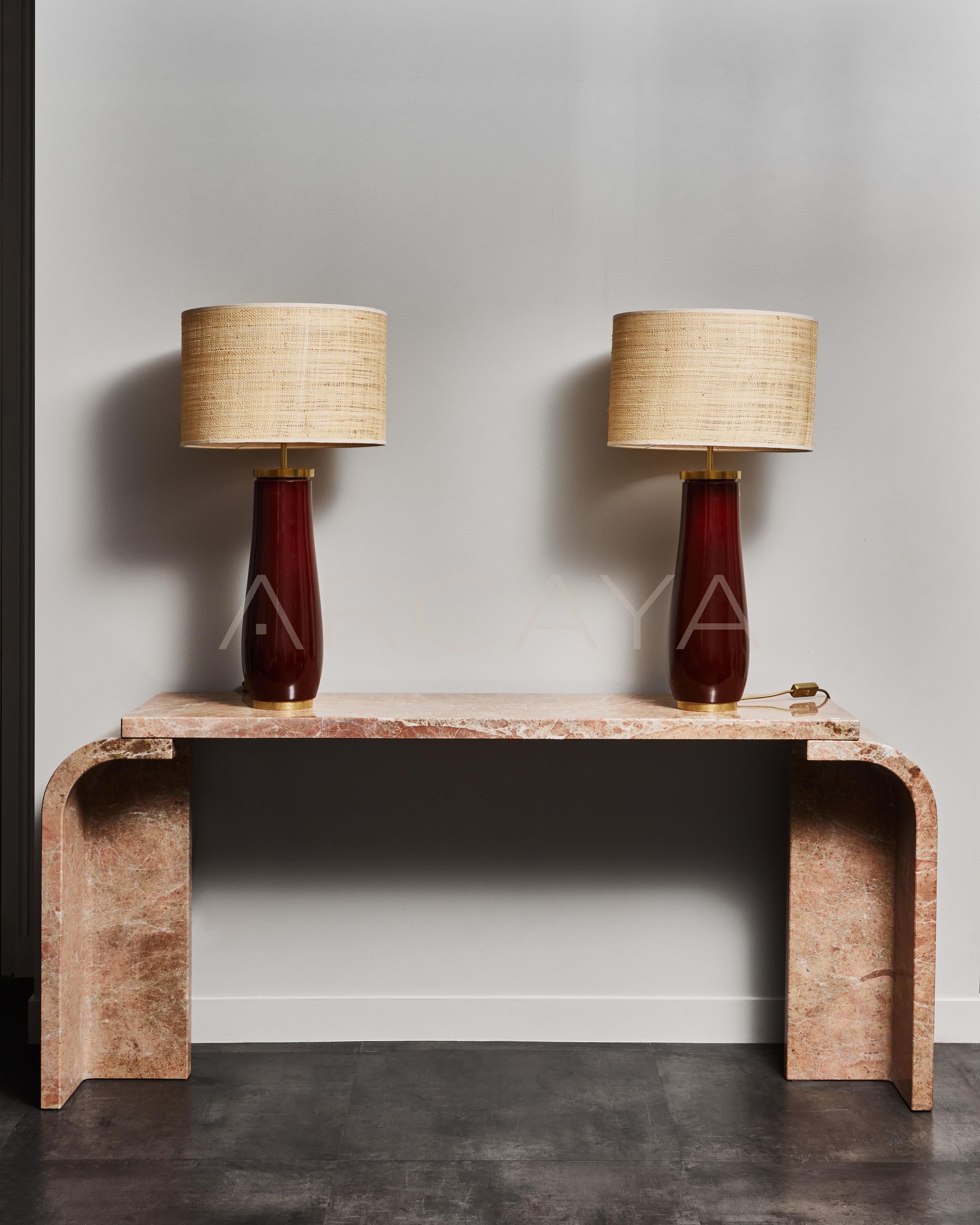 Dusk Cloud Marble Curved Console Table - scene