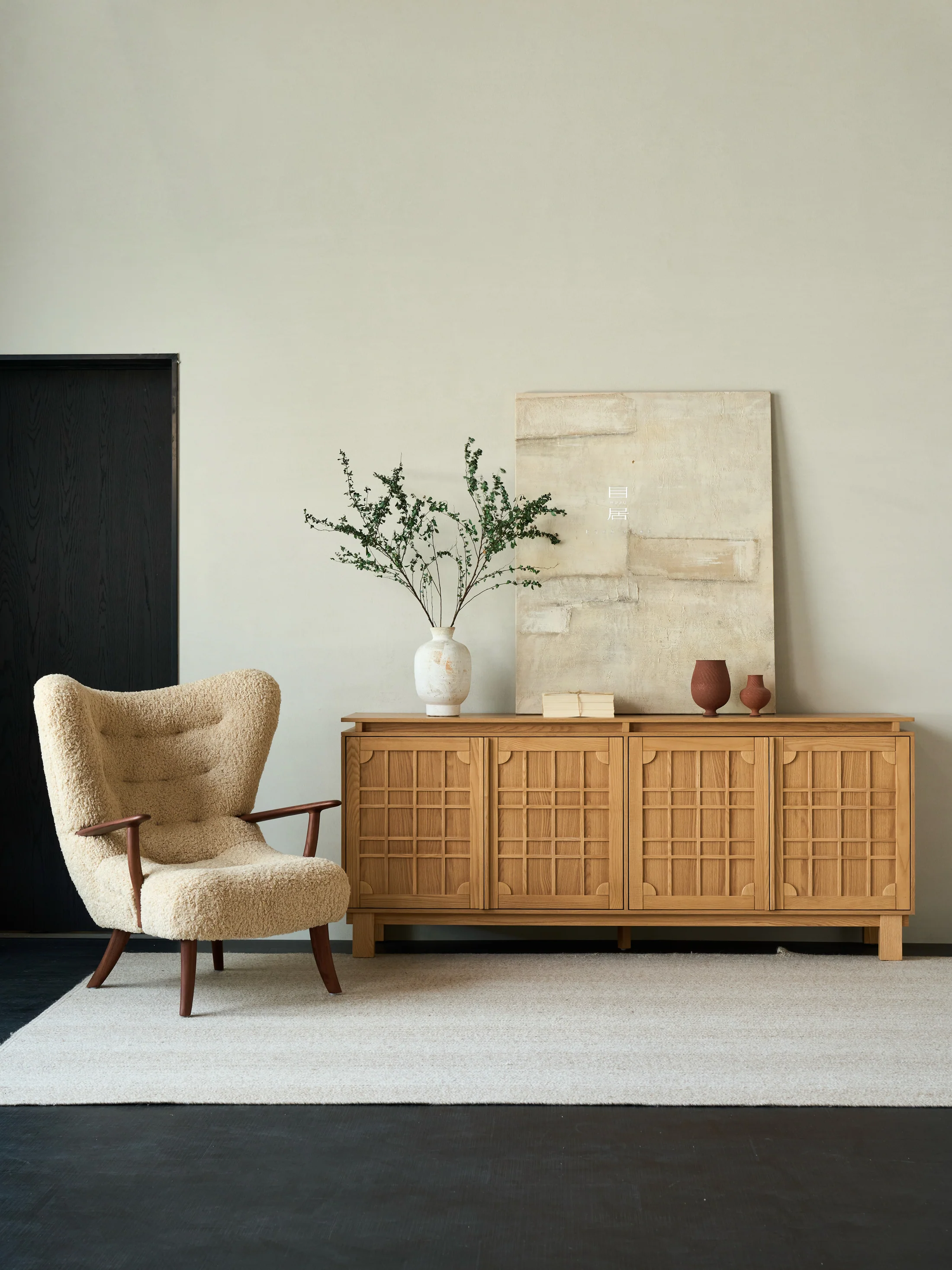 Flora Mist Sideboard in a finished interior.