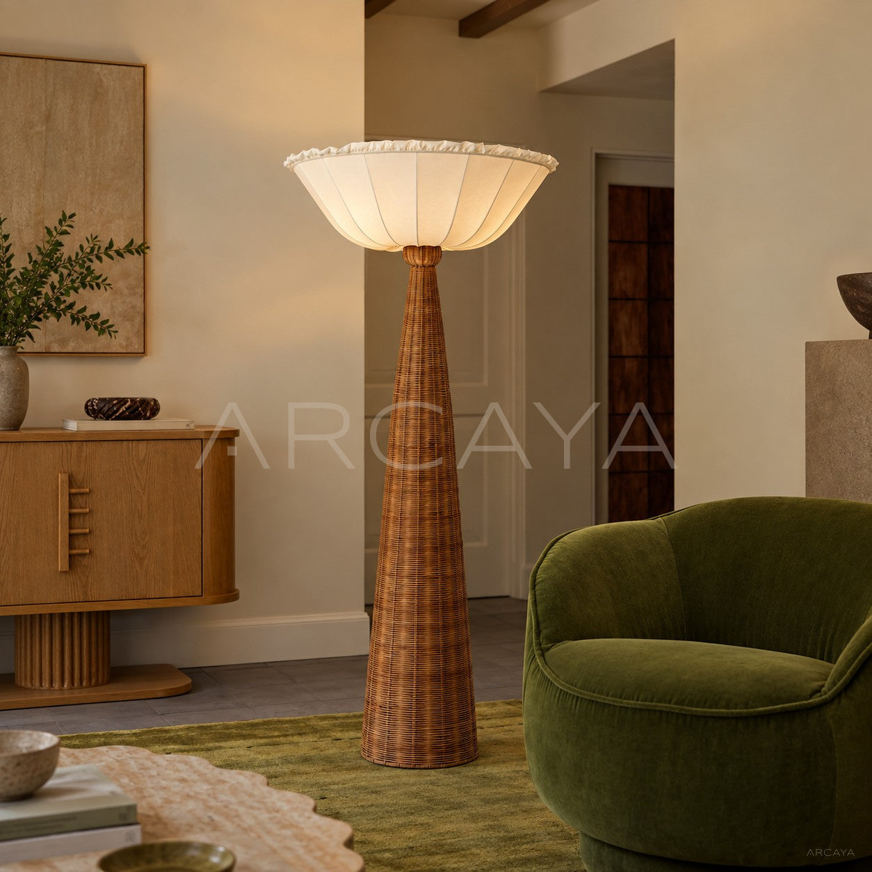 Rattan Cone Floor Lamp