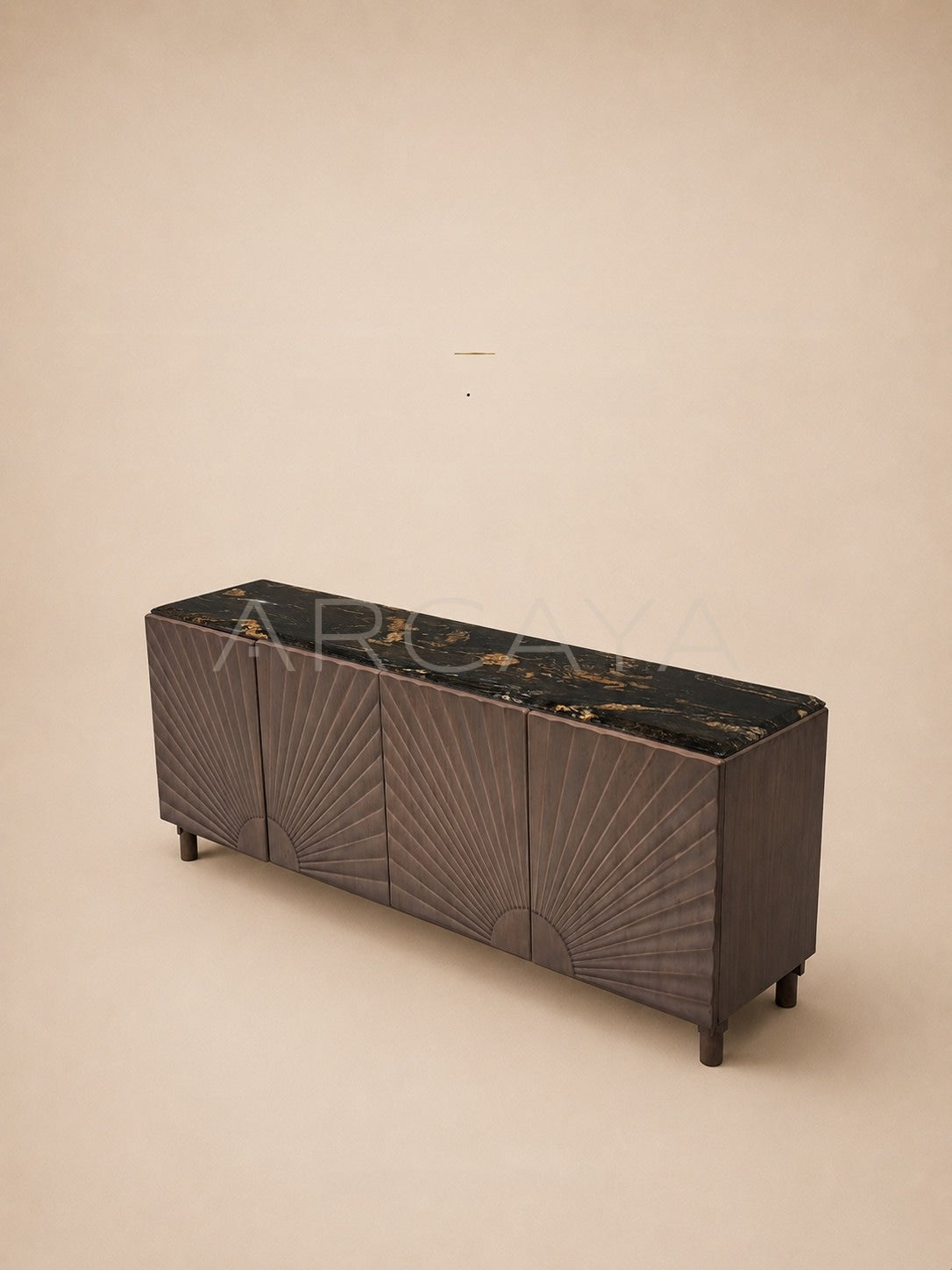 Daze Cosmic Gold Stone Walnut Console Cabinet - scene
