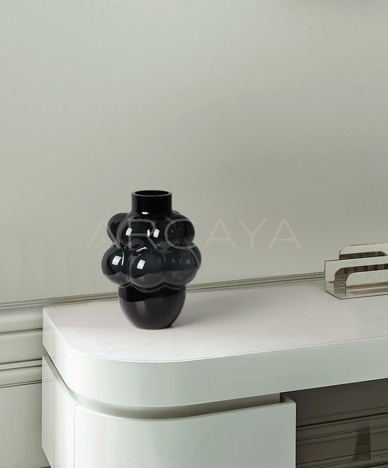 Black French Glass Vase - scene