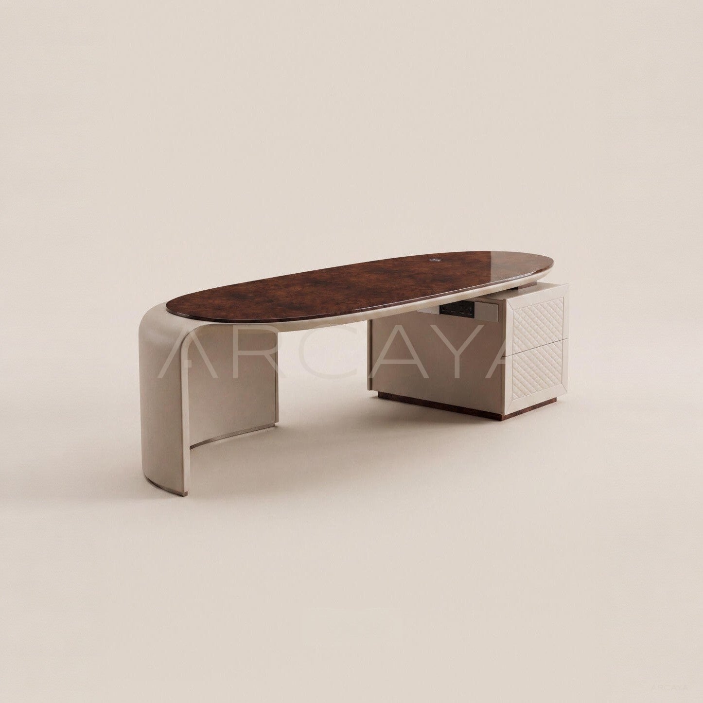 Curved Leather Multifunctional Executive Desk - main
