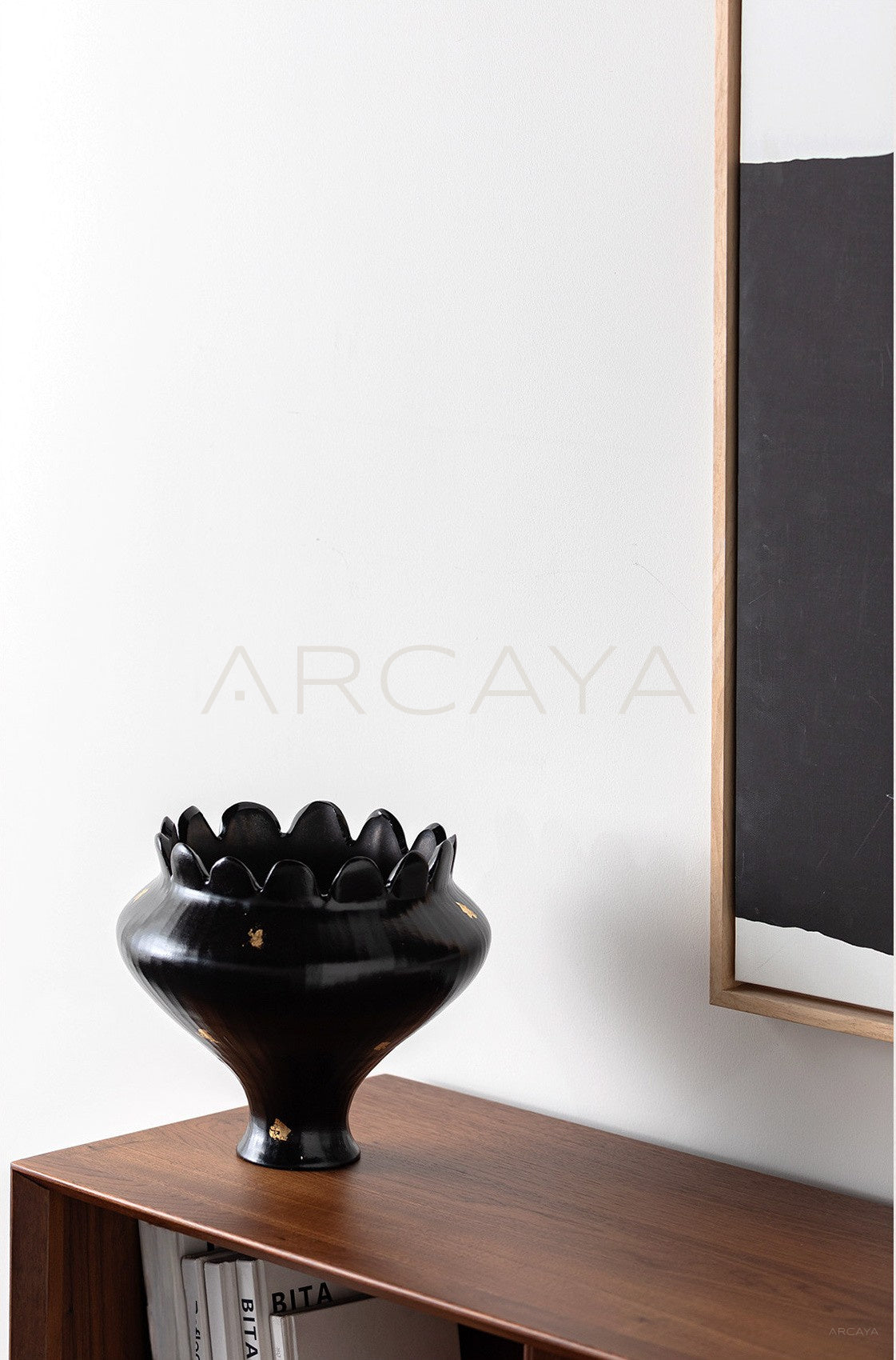 Dadan Black Flower Mouth Ceramic Vase - scene